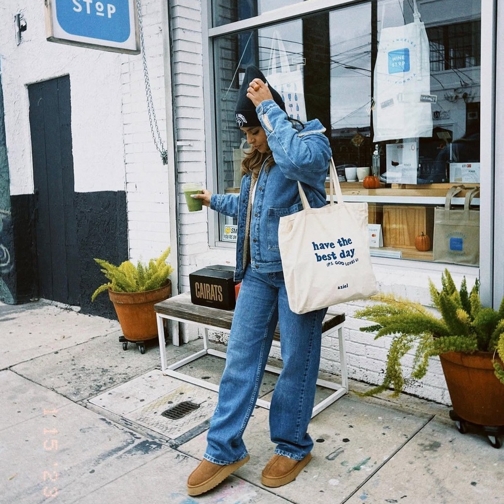 Forever 21 Blue Jean Jacket with Tan Collar
